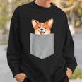 ポケットから覗く可愛いコーギーのデザイン スウェットシャツ 彼への贈り物