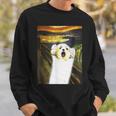 マルチーズ 面白いtシャツ 犬 ムンクの叫び かわいい メンズ 子供 おもしろ 服 グッズ ネタ わんこ スウェットシャツ 彼への贈り物
