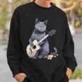 ミュージシャン ロシアンブルー猫 ギタリスト 猫とギター スウェットシャツ 彼への贈り物