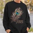ラグジュアリーボタニカルフラワー ローズゴールド 孔雀 ゴールドの羽 スウェットシャツ 彼への贈り物