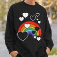 レインボーカラー ホワイト ハート ハート 雨 虹 旗 スウェットシャツ 彼への贈り物