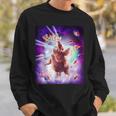 レーザーアイズスペースキャットライディングナマケモノ、ラマ-レインボー スウェットシャツ 彼への贈り物