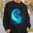 三日月のドラゴン ブルーギャラクシー天文学 アート スウェットシャツ 彼への贈り物
