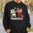 君はパンダスティックだよハイタッチのレッサーパンダとパンダ スウェットシャツ 彼への贈り物