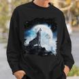 宇宙空間 オオカミ 月に遠吠えするオオカミ スウェットシャツ 彼への贈り物