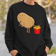 愉快なフライドポテト食べ物デザイン 男女兼用 スウェットシャツ 彼への贈り物