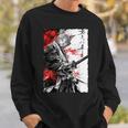 日本のクモユリ 侍 猫 グランジ 浮世絵 アニメアート スウェットシャツ 彼への贈り物