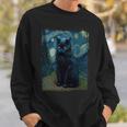 星月夜 ヴィンセント・ヴァン・ゴッホ 黒猫 レトロ絵画 猫 長袖tシャツ スウェットシャツ 彼への贈り物
