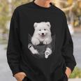 犬好きの方へのギフト サモエド ポケットに入った面白い犬の顔 スウェットシャツ 彼への贈り物