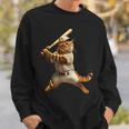 猫 面白いtシャツ 野球 ネコ ベースボール おもしろ 服 ネタ メンズ 野球部 おもしろグッズ 大人 子供 スウェットシャツ 彼への贈り物