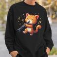 猫好きのためのかわいい猫のデザイン 猫がクラリネットを弾く スウェットシャツ 彼への贈り物
