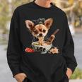 空手犬のチワワがラーメンを食べる、日本、面白いラーメン スウェットシャツ 彼への贈り物