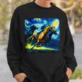 競馬 馬tシャツ おもしろ ウマ レース 馬 乗馬 競馬 面白いtシャツ メンズ グッズ ネタ 大人 男性 ゴッホ スウェットシャツ 彼への贈り物
