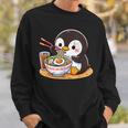 箸でラーメンを食べるかわいいペンギン スウェットシャツ 彼への贈り物