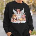 花に囲まれたライオンの天使 美しい天使 スウェットシャツ 彼への贈り物