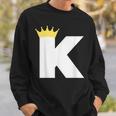 英文字 K 大文字 アルファベット モノグラム イニシャル キング クイーン クラウン スウェットシャツ 彼への贈り物