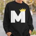 英文字 M 大文字 アルファベット モノグラム イニシャル キング クイーン クラウン スウェットシャツ 彼への贈り物