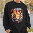雄大なライオンヘッド 赤、黄、青の芸術的なたてがみ スウェットシャツ 彼への贈り物