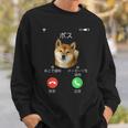 面白いtシャツ 柴犬 着信 イヌ わんこ メンズ 犬好き グッズ かわいい おもしろ 面白い 服 ネタ スウェットシャツ 彼への贈り物