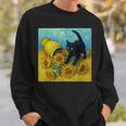 面白いゴッホのひまわり、猫のミーム、黒猫のアート。 スウェットシャツ 彼への贈り物
