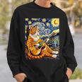 面白いレトロなデザインの猫がギターを弾く 星月夜 スウェットシャツ 彼への贈り物