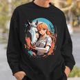 馬のファンのためのアニメガールの象徴的な乗馬デザイン。 スウェットシャツ 彼への贈り物