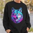 鮮やかなマルチカラーオオカミ スウェットシャツ 彼への贈り物