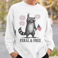 Feral And Free Raccoon Raccoon 4Th Of July Usa Flag Sweatshirt Gifts for Him