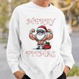 Merry Fitmas クリスマス フィットネス アグリークリスマス スウール サンタ 長袖tシャツ スウェットシャツ 彼への贈り物