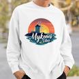 Mykonosibes ヴィンテージ 夕日 ギリシャの島 ギリシャ お土産 長袖tシャツ スウェットシャツ 彼への贈り物