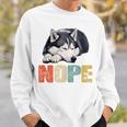 Nope 眠るシベリアンハスキーデザイン 長袖tシャツ スウェットシャツ 彼への贈り物