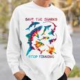 Stop Finning ジンベエザメ シュモクザメサメの種類タイダイ 長袖tシャツ スウェットシャツ 彼への贈り物