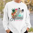 Sunset Beach Hawaii、サーフィンサーフボードレトロ、バックプリント スウェットシャツ 彼への贈り物