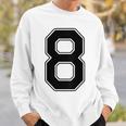 【バックプリント・背中側】8 数字 背番号 ユニフォーム ナンバー【ブラック／黒 の文字】スポーツ 練習着 部活 スウェットシャツ 彼への贈り物