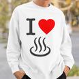 【バックプリント・背中側】アイラブ・温泉 マーク お風呂 銭湯 記号 お土産 旅行 ハート スタッフ 面白い スウェットシャツ 彼への贈り物