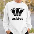【バックプリント・背中側】アシデス Asides 足です。【変なデザイン屋さん】スポーツ ブランド パロディ 面白 スウェットシャツ 彼への贈り物