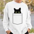 【ポケットから覗くネコ】黒猫 にゃんこ 猫好き 猫 可愛い ネコ 子猫 ネコ好き 面白い 変な 遊び心 ネタ ウケ狙い スウェットシャツ 彼への贈り物