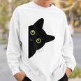 【覗くネコ】黒猫 にゃんこ 猫好き 猫 可愛い ネコ 子猫 ネコ好き 面白い 変な 遊び心 ネタ ウケ狙い おもしろ スウェットシャツ 彼への贈り物