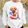 かわいい フランス パリ エッフェル塔 トイプードル パリ ジャンプ 子犬 スウェットシャツ 彼への贈り物