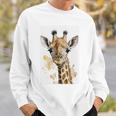 かわいい水彩画 キリン 赤ちゃん 美的 動物 アート 絵画 長袖tシャツ スウェットシャツ 彼への贈り物