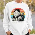 わがままボディ 猫 ねこ 太ったねこ ぽっちゃり ねこ好き かわいい おもしろ 面白い おもろい 手書き レトロ 長袖tシャツ スウェットシャツ 彼への贈り物