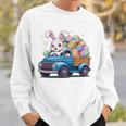 イースタートラッカー-面白いイースターバニーボーイズイースターネストトラック 長袖tシャツ スウェットシャツ 彼への贈り物