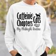 カフェイン猫・章 マイミッドナイトルーチン ナイトキャット フクロウ 長袖tシャツ スウェットシャツ 彼への贈り物