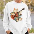 ギターを弾く日本の侍猫 忍者 浮世絵 アニメ スウェットシャツ 彼への贈り物