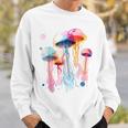 クラゲ 幾何学 動物 カラフル 抽象 アート クラゲ スウェットシャツ 彼への贈り物