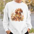 クリーム色の花のダックスフント 愛らしいミニドキシー犬 スウェットシャツ 彼への贈り物