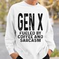 コーヒーと皮肉なユーモアに刺激された面白いジェネレーションx Gen X スウェットシャツ 彼への贈り物
