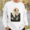 ゴールデンレトリバー ポケットに入った子犬 長袖tシャツ スウェットシャツ 彼への贈り物