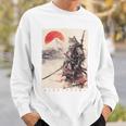 サムライ 猫戦士 浮世 墨絵 猫 サムライ 長袖tシャツ スウェットシャツ 彼への贈り物