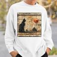 サンセット ピラミッド パピルス スクロール 砂漠 エジプトアート 猫 長袖tシャツ スウェットシャツ 彼への贈り物